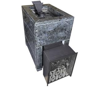 Чугунная печь Verona 18 ГАЗ Закрытая каменка Aisi-304 облицовка Пироксенит