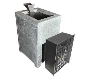 Чугунная печь Verona 26 ГАЗ Закрытая каменка Aisi-304 облицовка Талькохлорит